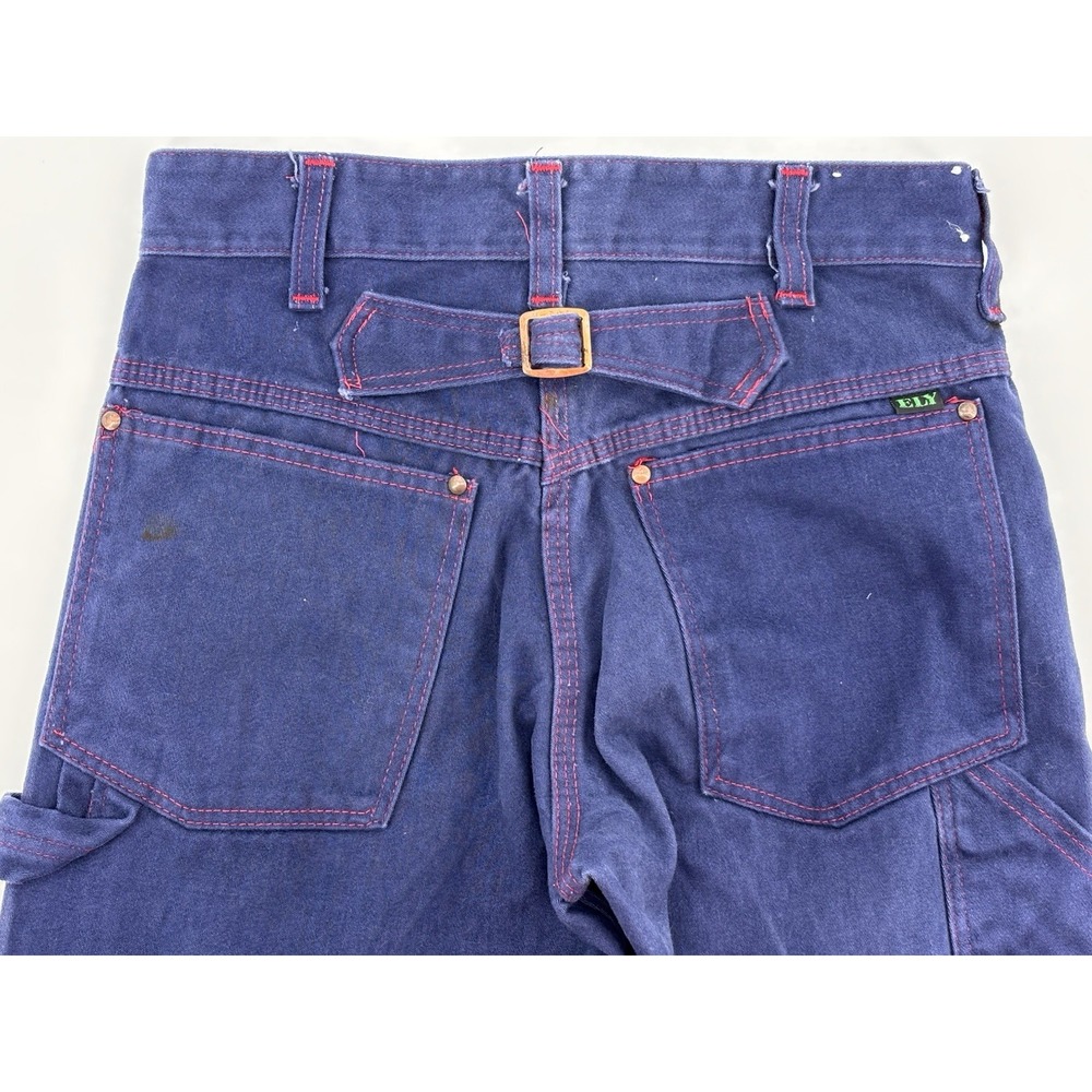Vintage Ely Buckle Back Jeans Mens 26x33 Blue Denim Bootcut Made in USA Workwear